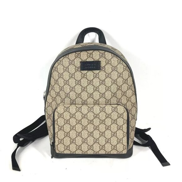 GUCCI 429020 GG Supreme bag logo Backpack Beige/Black